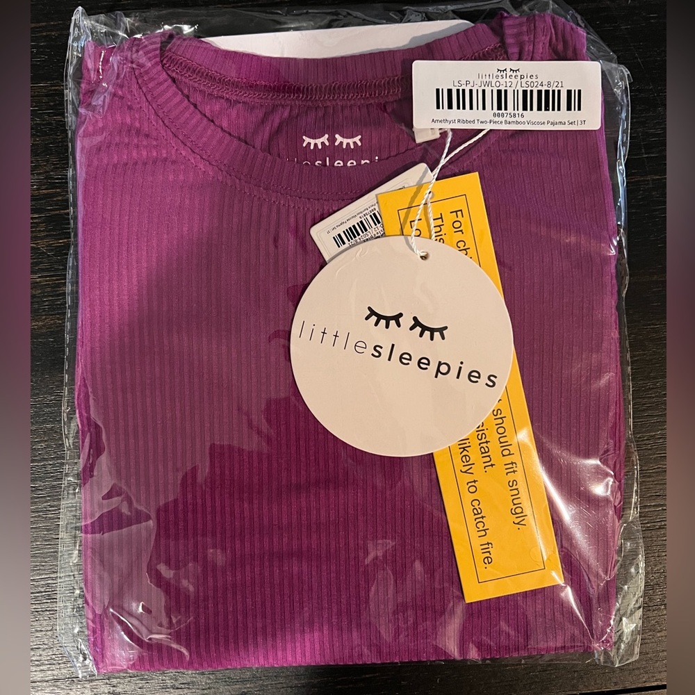 Little Sleepies Amethyst Ribbed Two Piece Bamboo PJ Set. 3T. NIB.